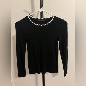 Zara black sweater with white bordering around neckline sz Small